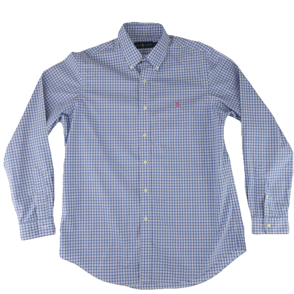 Ralph Lauren Long‎ Sleeve Button Up Shirt Mens Large Pink Pony